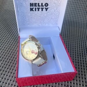 Hello Kitty White and Gold Ladies Watch with Pink Bow Accent